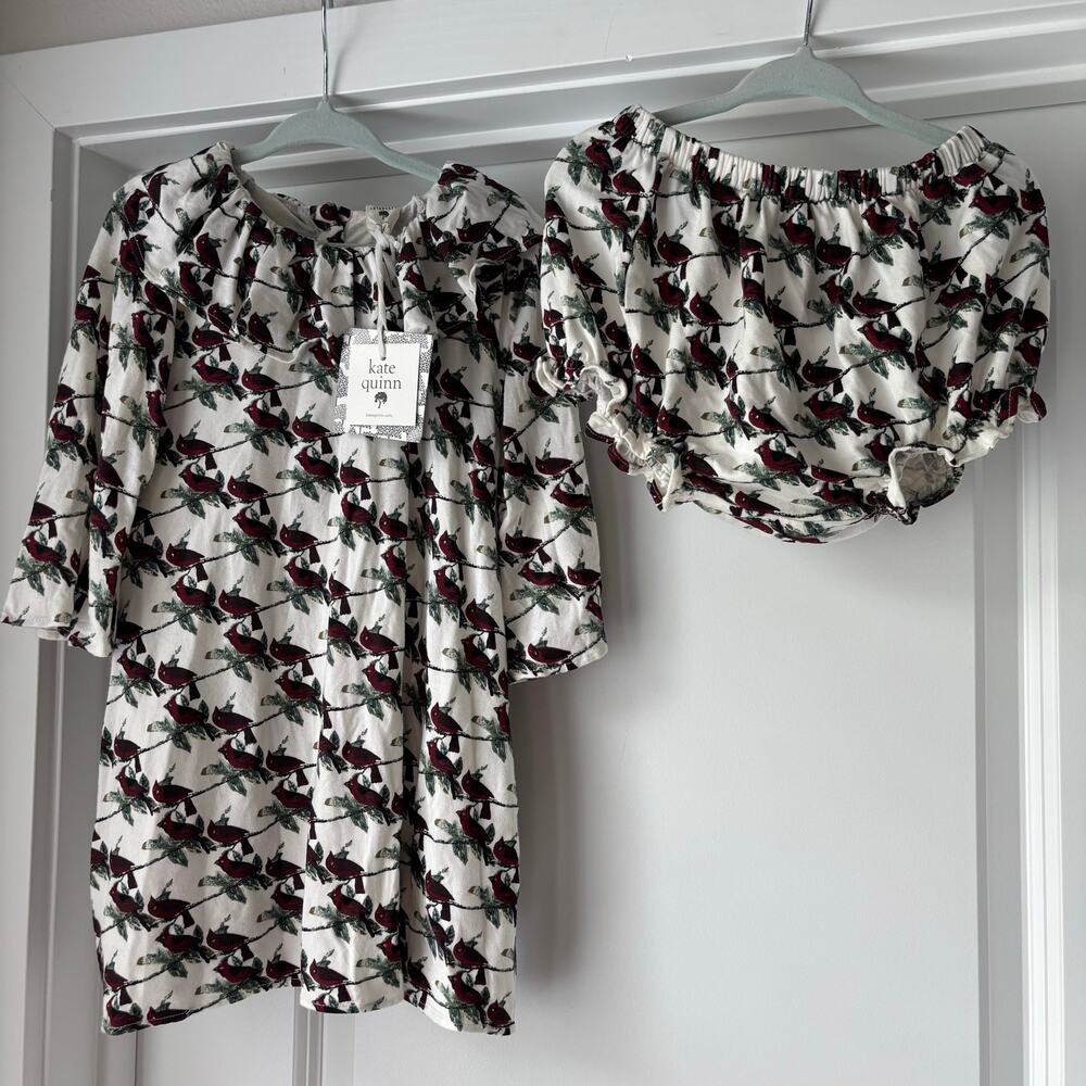 NWT Kate Quinn Red Cardinals Set Size 2T bamboo earthy boho baby